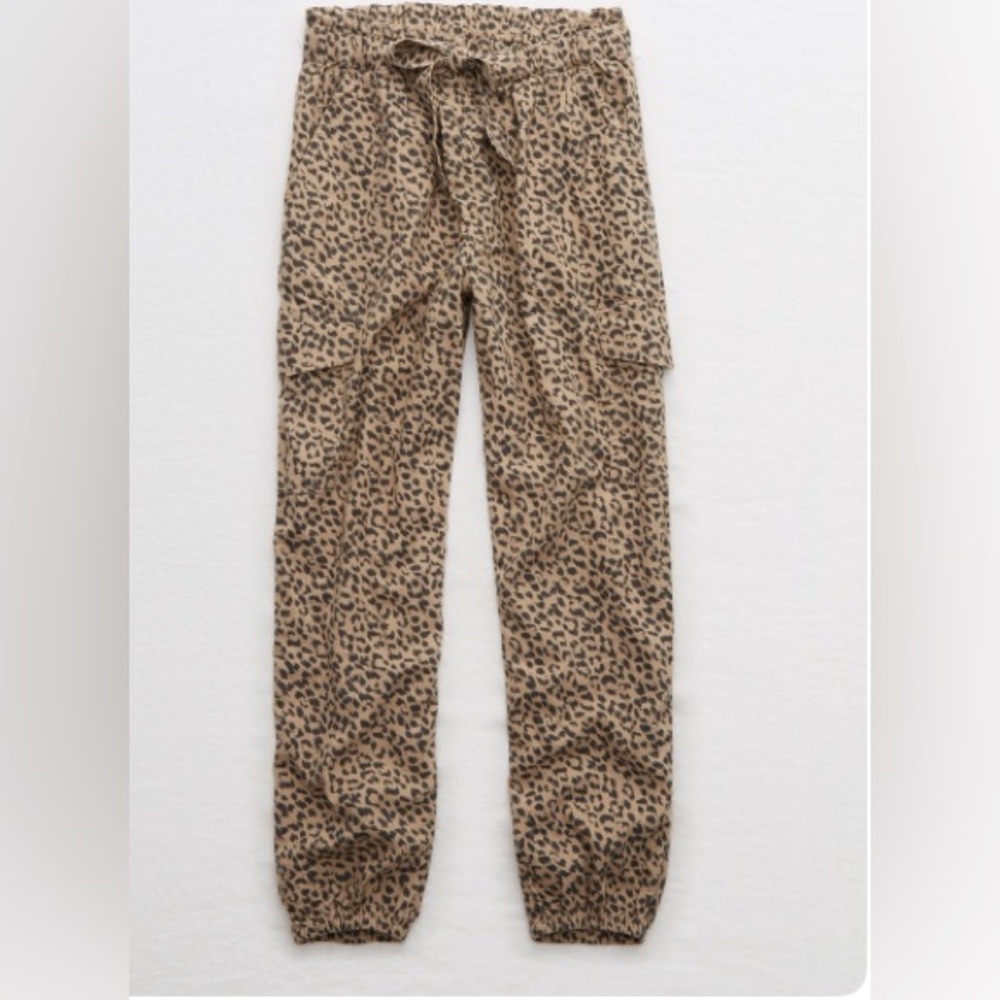 Aerie Leopard Print Cargo Jogger Pants